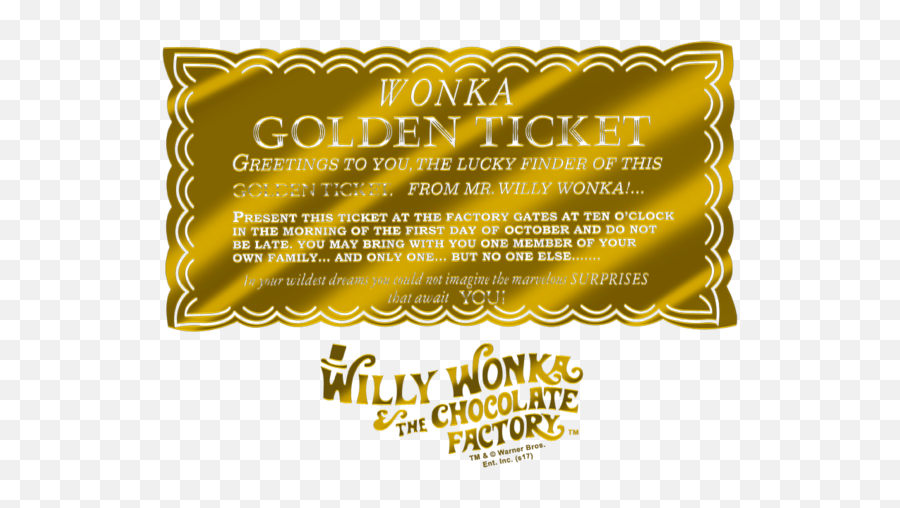 Willy Wonka The Chocolate Factory - Calligraphy Png,Golden Ticket Png