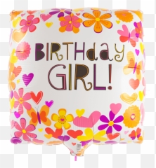 Birthday Girl Flowers Helium Filled Balloon - Balloon Png,Birthday Girl Png