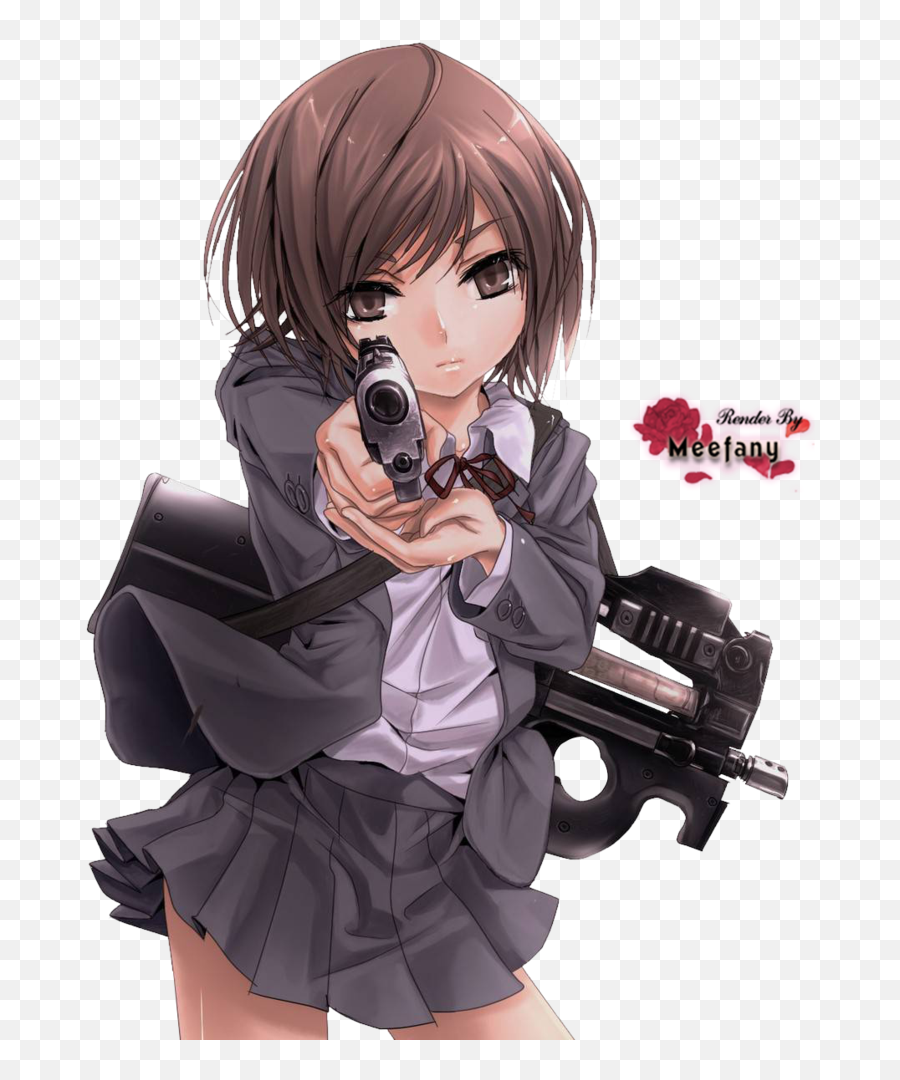 Sad Anime Girl Gun Png Image With No - Badass Anime Girl With Gun,Sad Anime Girl Png