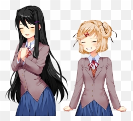 Natsuki And Yuri With Their Realistic Hair Colors For U - Anime Hair Color Natural Png,Natsuki Png