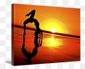 Yogi Woman Yoga Silhouette Bridge Pose Reflection By Novazzi Photoart - png