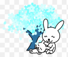 Blue Sakura Tree Mother And Baby Image - Png Is My First Teacher Poem