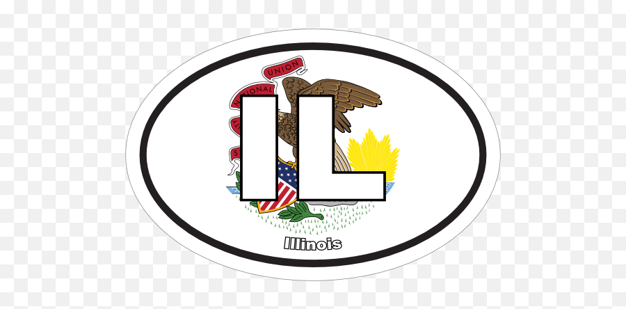 Illinois Il State Flag Oval Magnet Seal Png Md - icon Flag Checkered