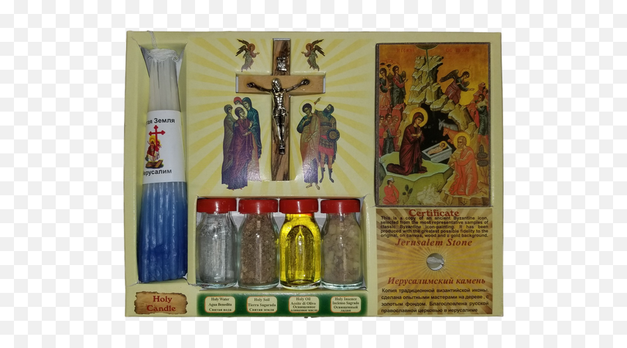Holy Water Oil Stones And Soil Boxes - Crucifix Png,Icon Of Annunciation