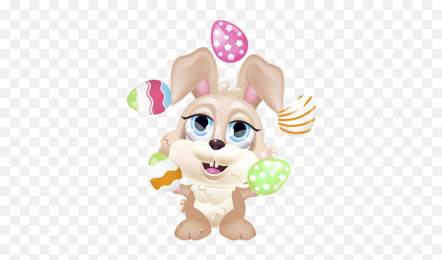 Best Premium Cute Bunny Juggling Eggs Illustration Download - Animated Rabbit Happy Easter Emoji Png,Kawaii Bunny Icon