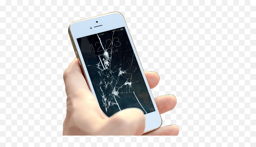 Holding An Iphone With A Broken Screen - Hand Holding Broken Iphone Png,Broken Iphone Png