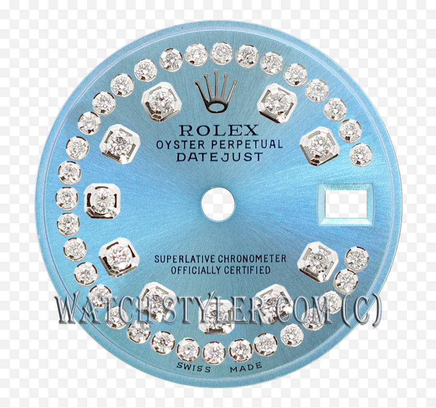 Custom Rolex Lady - Datejust Dial Iceblue With Diamond Circle Png,Rolex Logo Png