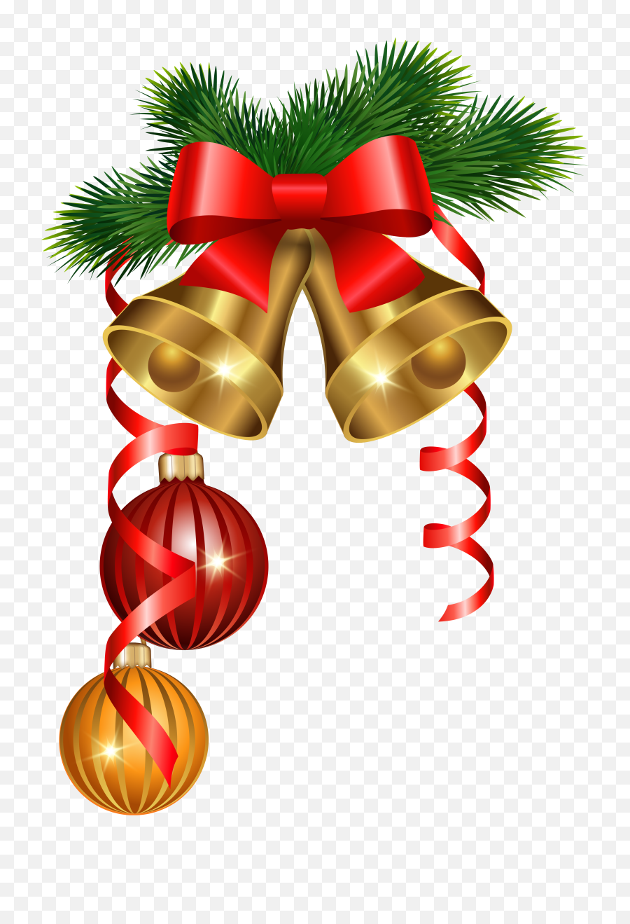 Christmas Golden Bells And Ornaments Png Clipart Image - Transparent Background Christmas Bell Png,Ornaments Png