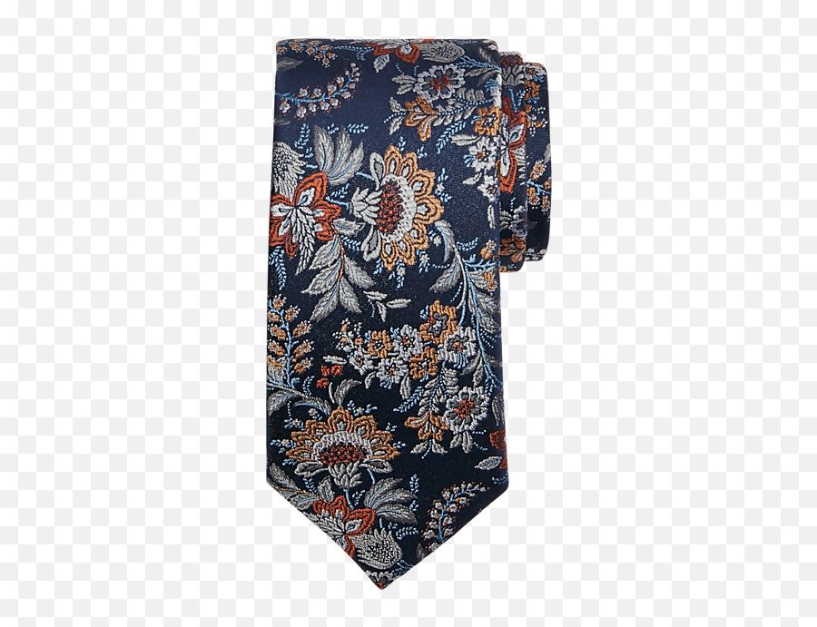 Joseph Abboud Narrow Tie Navy Gold U0026 Orange Floral - Graphic Print Png,Jcrew Icon Trench