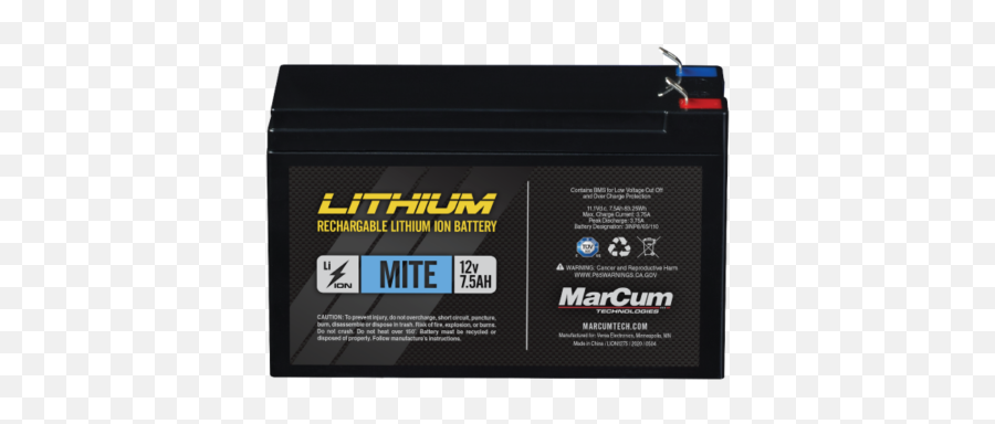 Marcum Lithium 12v 75ah Li - Ion Mite Battery And 3amp Charger Kit Marcum Brute Lithium Battery Png,Lithium Icon