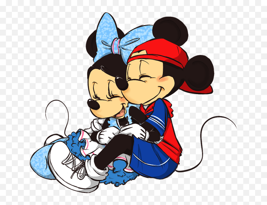 Cuddle Clipart Mickey Minnie - Amor Mickey Mouse Dibujo Png,Mickey And Minnie Png