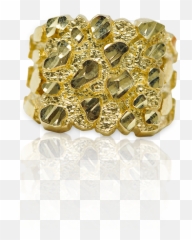 10k Yellow Gold Nugget Ring - Ring Png,Gold Nugget Png