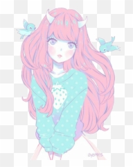 Cartoon Girl Png - pastel Pastel Hair Anime Girls In