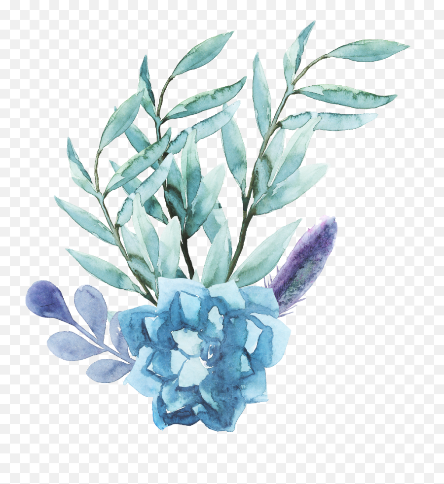Download Ftestickers Watercolor Flowers - Blue Watercolor Flower Png,Watercolor Flowers Transparent Background