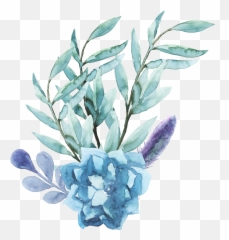 Download Ftestickers Watercolor Flowers - Blue Png