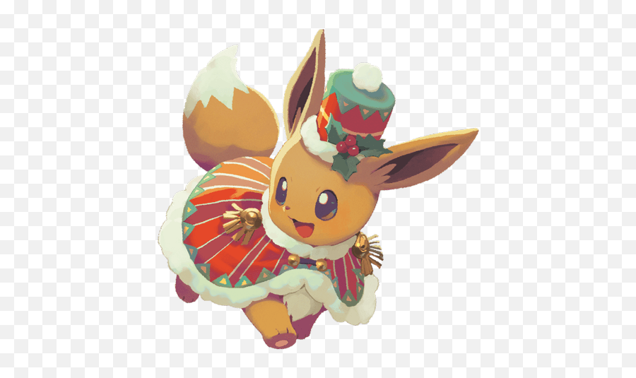 Eevee Dressed In Holiday Attire - Cute Eevee Christmas Pokemon Png,Eevee Transparent