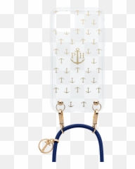 Phone Necklace Transparent Anchor Gold Dark Blue - Mobile Case png