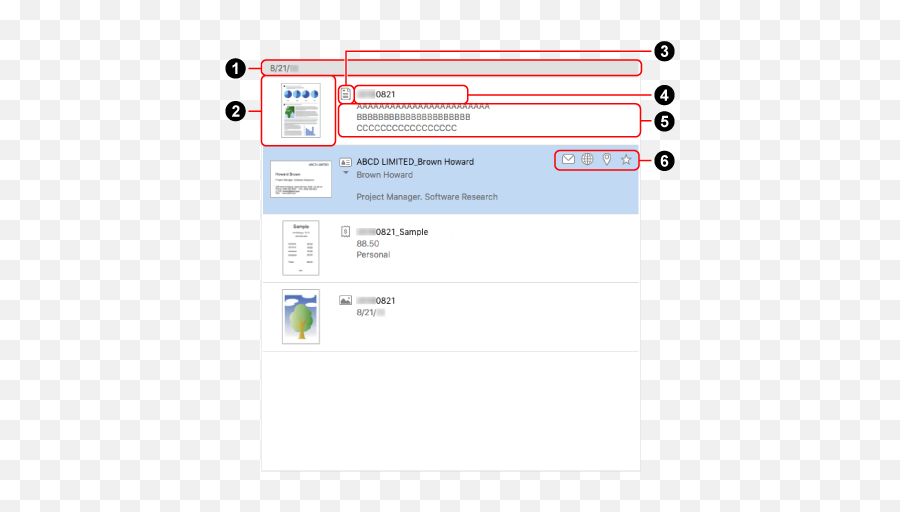 Content Data Record List View Scansnap Help - Vertical Png,Icon Vs Thumbnail