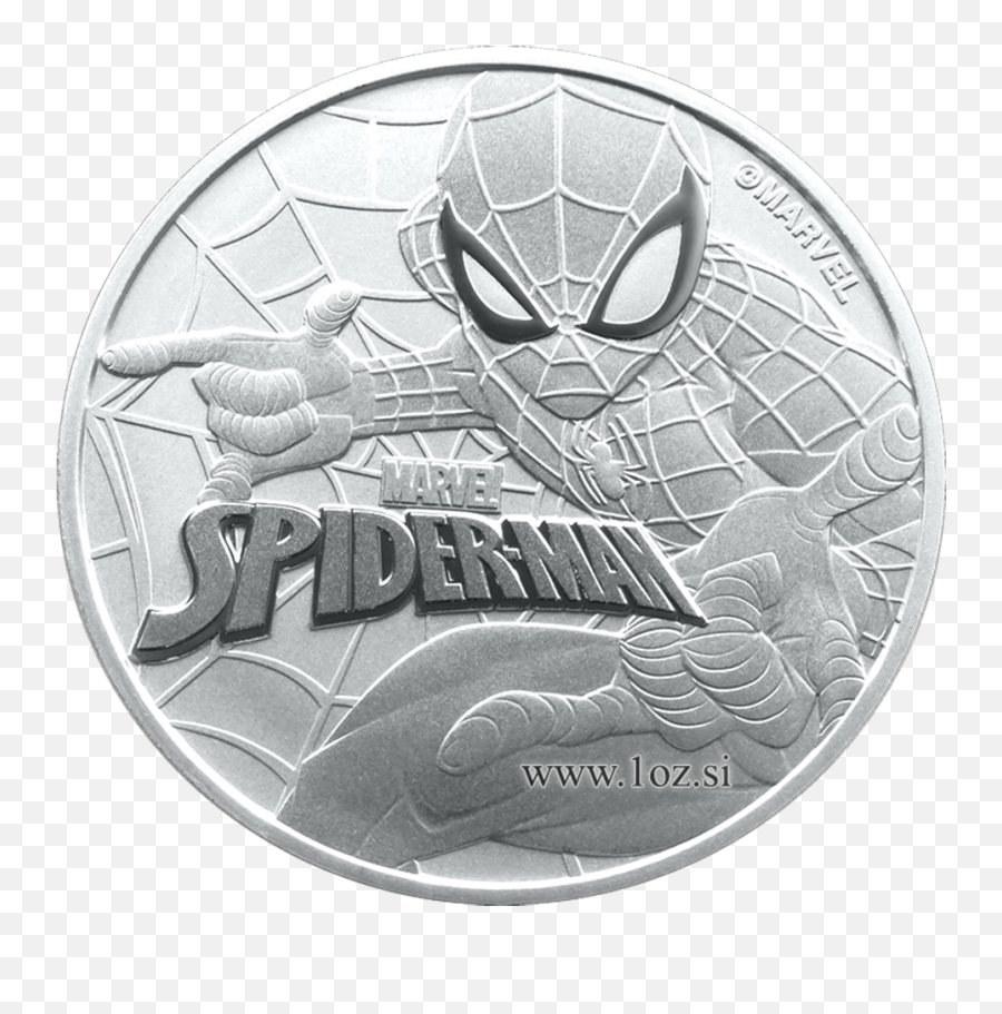 Tuvalu 1 Dollar 2017 Spider - Man Marvel 1oz Coin Bu 2020 Canadian Silver Maple Leaf Png,Spiderman Logo Black And White