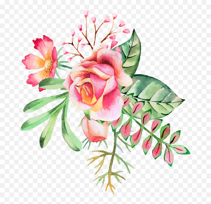 Watercolor Painting Flower Ink - Watercolor Roses Daisies Watercolor Painting Png,Daisies Png
