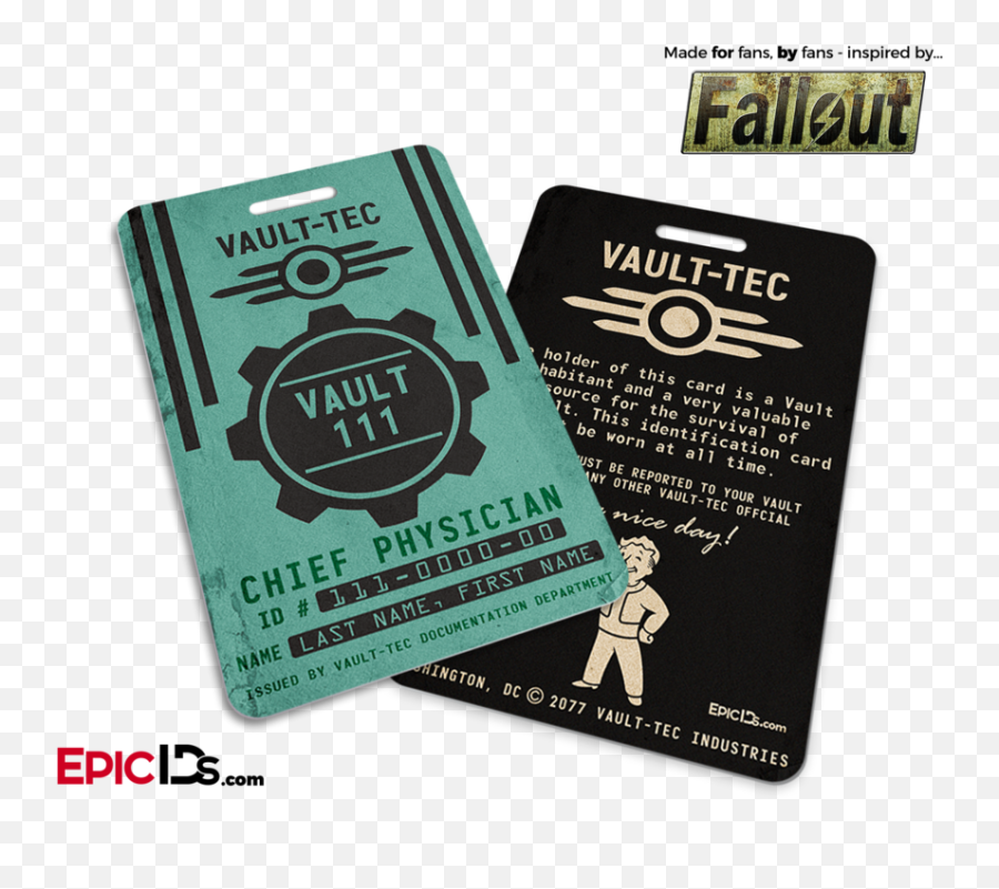 Vault Boy Png - Chief Physician U0027falloutu0027 Cosplay Vault Id Vault Tec Key Card,Fallout New Vegas Logo Png