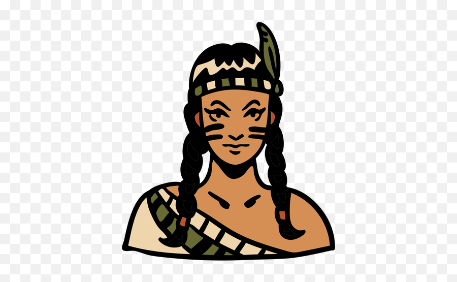 Hand Drawn Indigenous Woman Feather Headdress - Transparent Hair Design Png,Indian Headdress Png