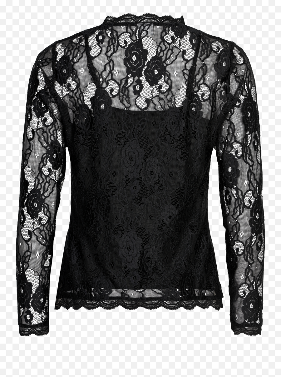 In Front Donna Lace Blouse W Top 14048 999 - Long Sleeve Png,Lace Pattern Transparent