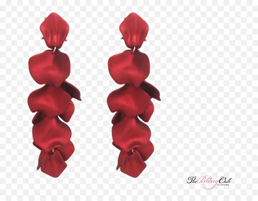 Red Earrings That Look Like Layered Dangling Rose Petals In - Vertical Png,Rose Petals Transparent