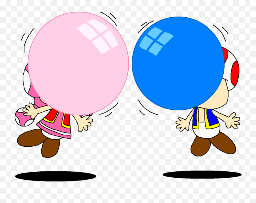 Toad And Toadette Blowing Bubble Gum - Bubble Gum Blowing Clipart Png,Bubblegum Png