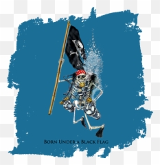 Skeleton Holding Pirate Flag T - Shirt Not Drinking On St Day Png,Pirate Flag Png