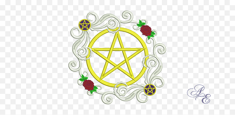 Download Hd Rose Scroll Pentagram - Symbol Of A Witch Png,Pentagram Transparent