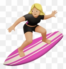 Female Surfer Emoji Transparent Png - Surfer Emoji,Water Emoji Transparent