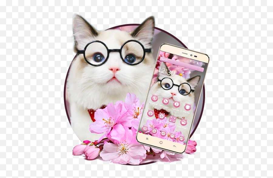 Pink Cherry Blossom Cute Cat Theme - Apps On Google Play Smartphone Png,Application Icon For Cherry Mobile