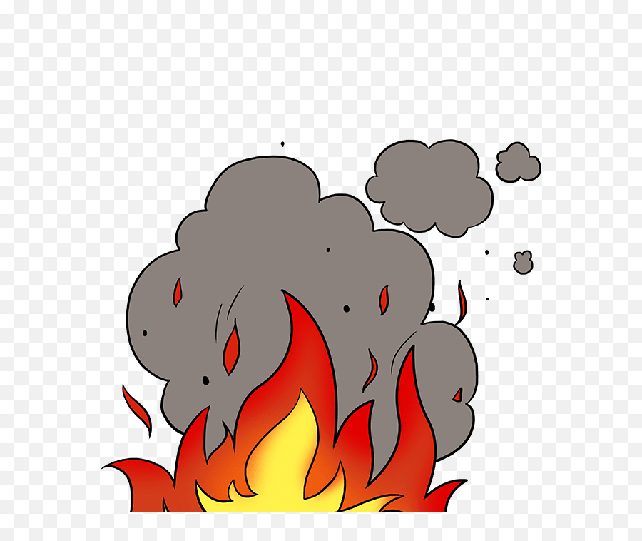 Download How To Draw Flames And Smoke - Step By Step How To Fire And Smoke Cartoon Png,Cartoon Fire Png