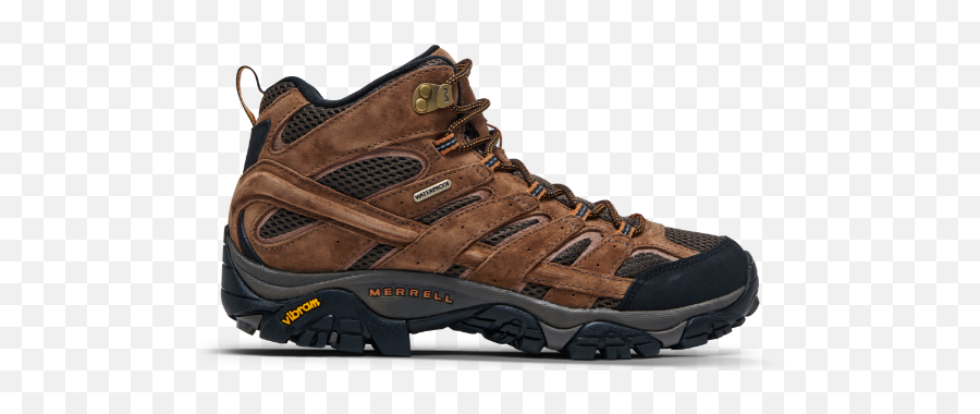 Menu0027s Moab 2 Mid Waterproof Hiking Boots Merrell - Men Merrell Hiking Boots Vibram Png,Icon Mens Boots