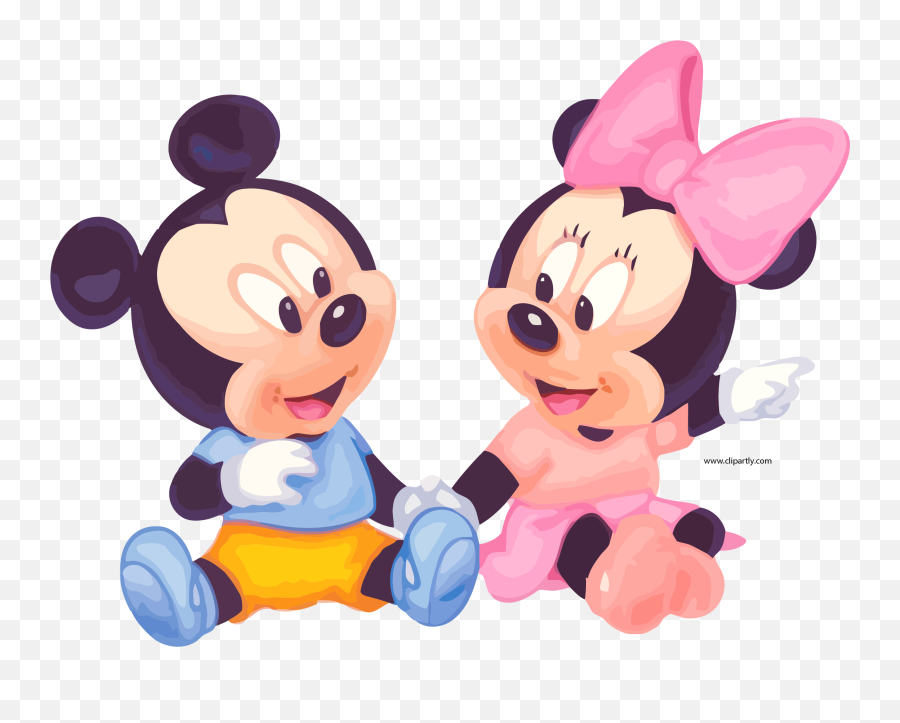 Baby Minnie And Mickey Sit Clipart Png U2013 Clipartlycom - Baby Mickey And Minnie Bday,Minnie Png