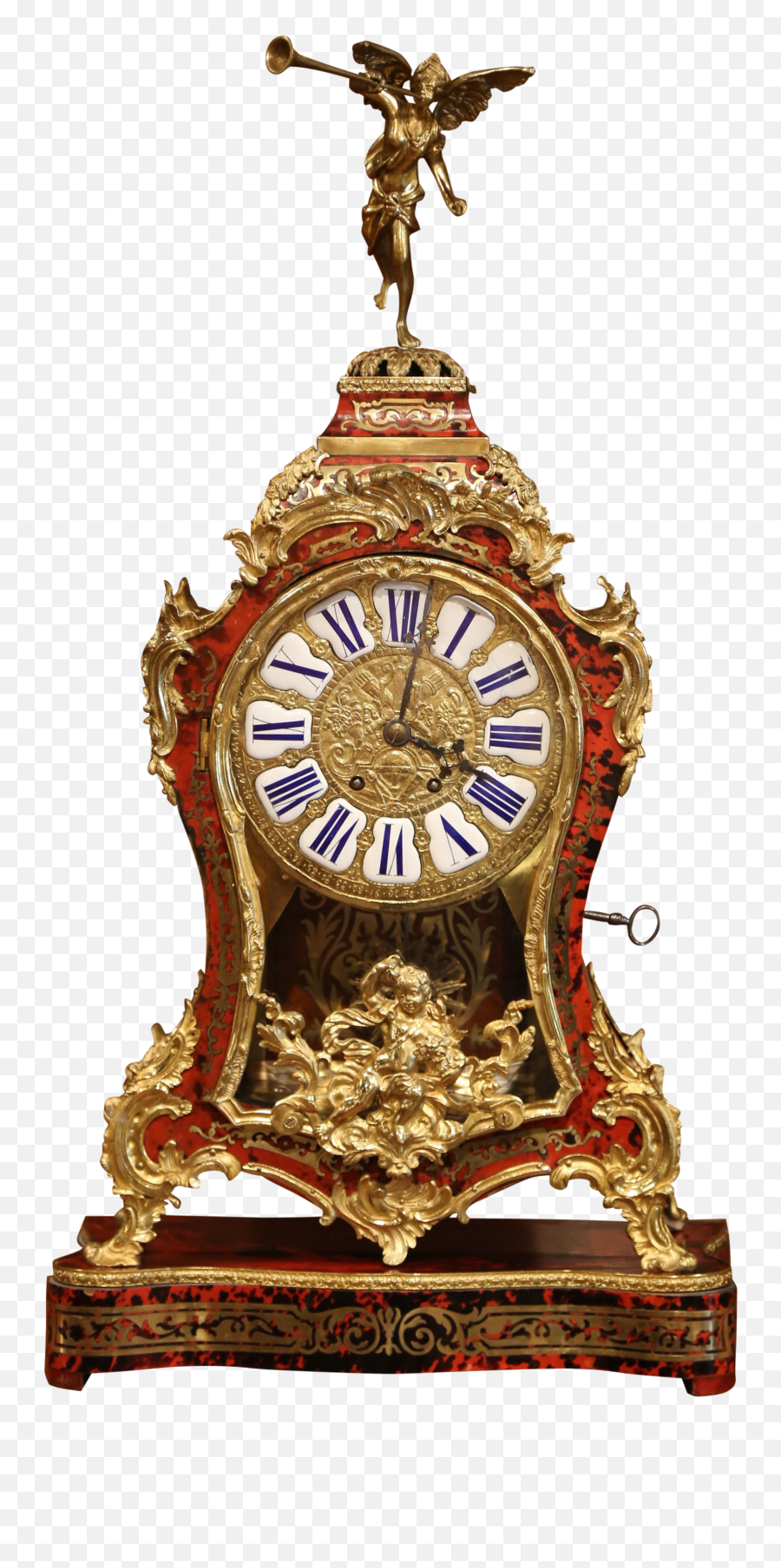 Mid - 20th Century French Tortoiseshell And Bronze Boulle Mantel Clock With Base Rijksmuseum Png,Vintage Clock Png