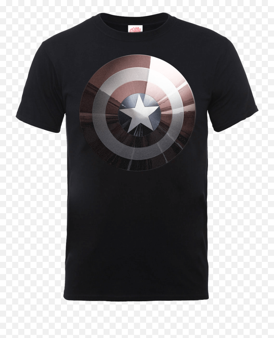 Marvel Avengers Assemble Captain America Shield Shiny T - Shirt Black Captain America Png,Captain America Shield Png