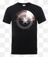Marvel Avengers Assemble Captain America Shield Shiny T - Shirt Black png