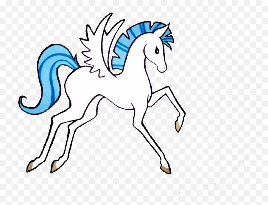 Pegasus With Blue Mane And Tail Tattoo - Pegasus Cartoon Png,Pegasus Png