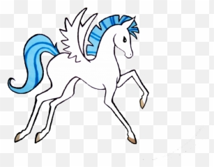 Pegasus With Blue Mane And Tail Tattoo - Pegasus Cartoon Png,Pegasus Png