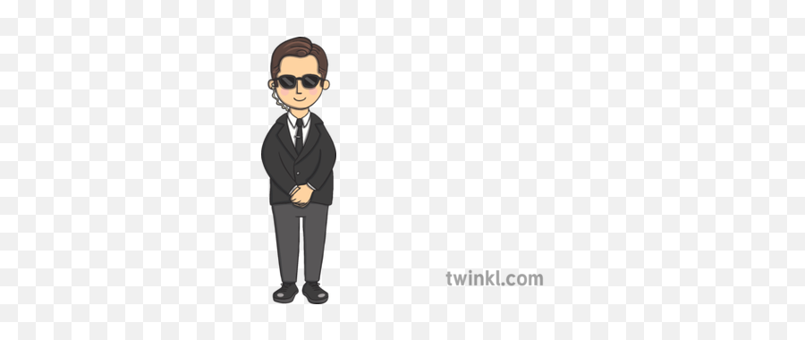 A Special Agent In Black Suit Illustration - Twinkl Tuxedo Png,Black Suit Png
