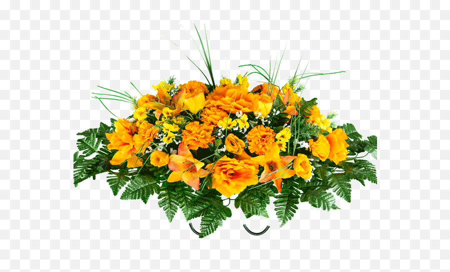 Orange Roses With Lilies And Carnations - Orange And Yellow Bouquet Flowers Png,Orange Flowers Png