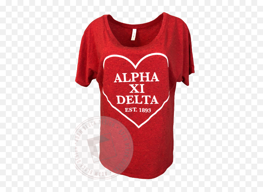 Alpha Xi Delta Heart Outline Flowy Tee - Adam Block Active Shirt Png,Transparent Heart Outline