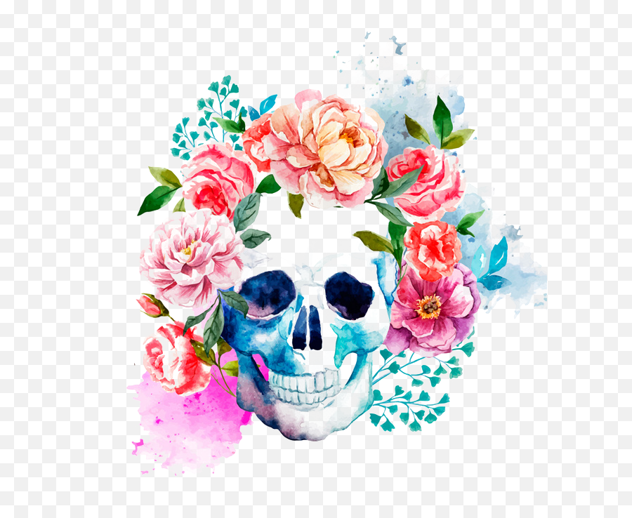 Catrina Png And Vectors For Free Download - Dlpngcom Watercolor Skull With Flowers,Mexican Skull Png