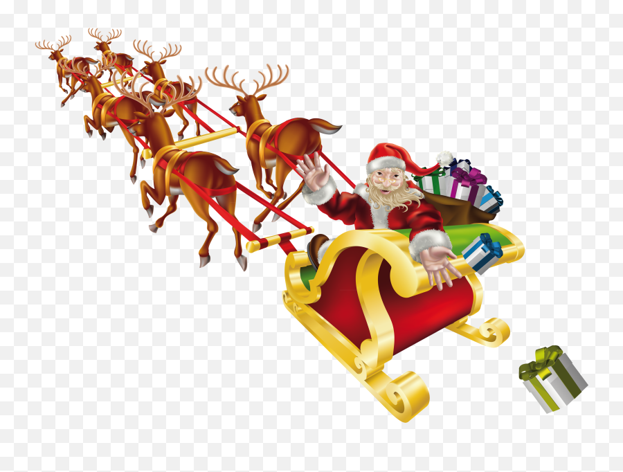Sleigh Clipart Santa Rudolph - Santa Claus In Sleigh Png,Rudolph Png