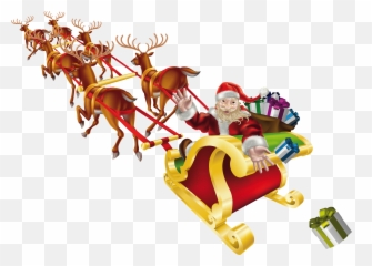 Sleigh Clipart Santa Rudolph - Santa Claus In Png