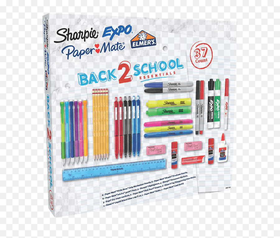 Back 2 School Essentials Pens Pencils Sharpie Expo Paper Mate Elmeru0027s 37 Count - Walmartcom Paper Mate Value Pack Back To School Png,Sharpie Png