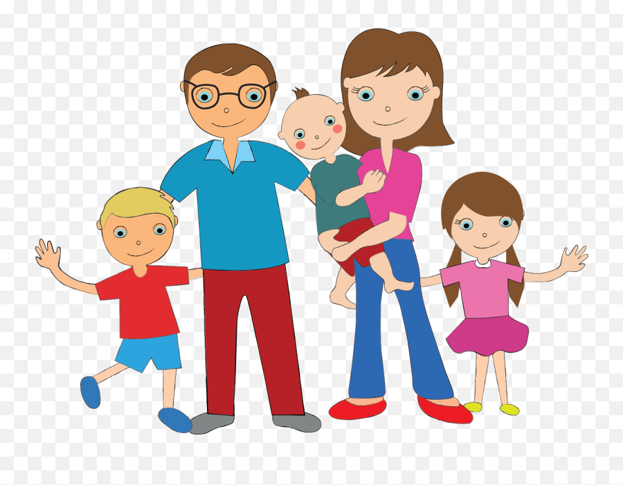 Family Cartoon Clip Art - 5 Family Members Clipart Png,Family Clipart Png
