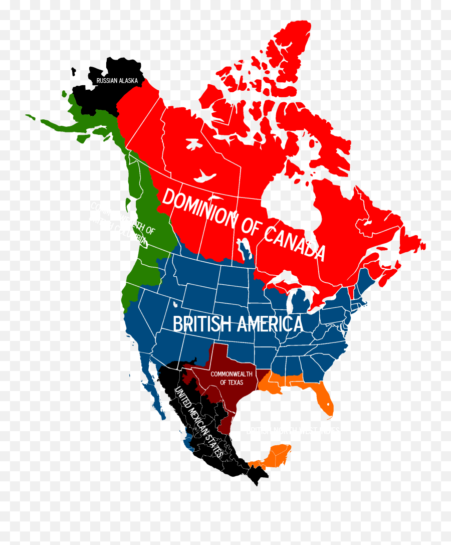 Download Map Of British North America - Map Of British North America Png,North America Png